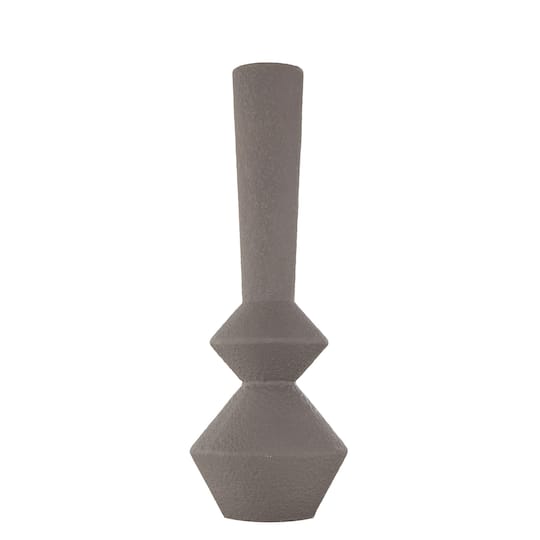 24.75" Dark Gray Metal Art Deco Fluted Decorative Vase